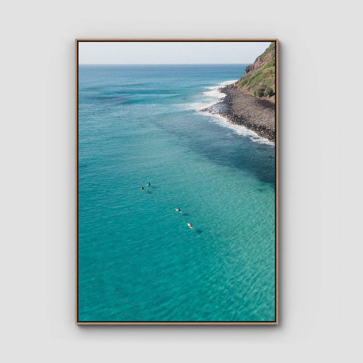 The Lineup - Lennox Head - Fine Art Print - Float Frame Canvas - Raw Oak - Portrait