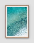 Turquoise Top Down - Lennox Head - Fine Art Print - Traditional Frame - Raw Oak - Portrait
