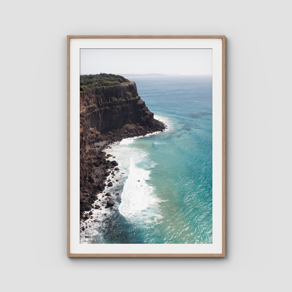 Edge of the Land - Lennox Head - Fine Art Print - Traditional Frame - Raw Oak - Portrait