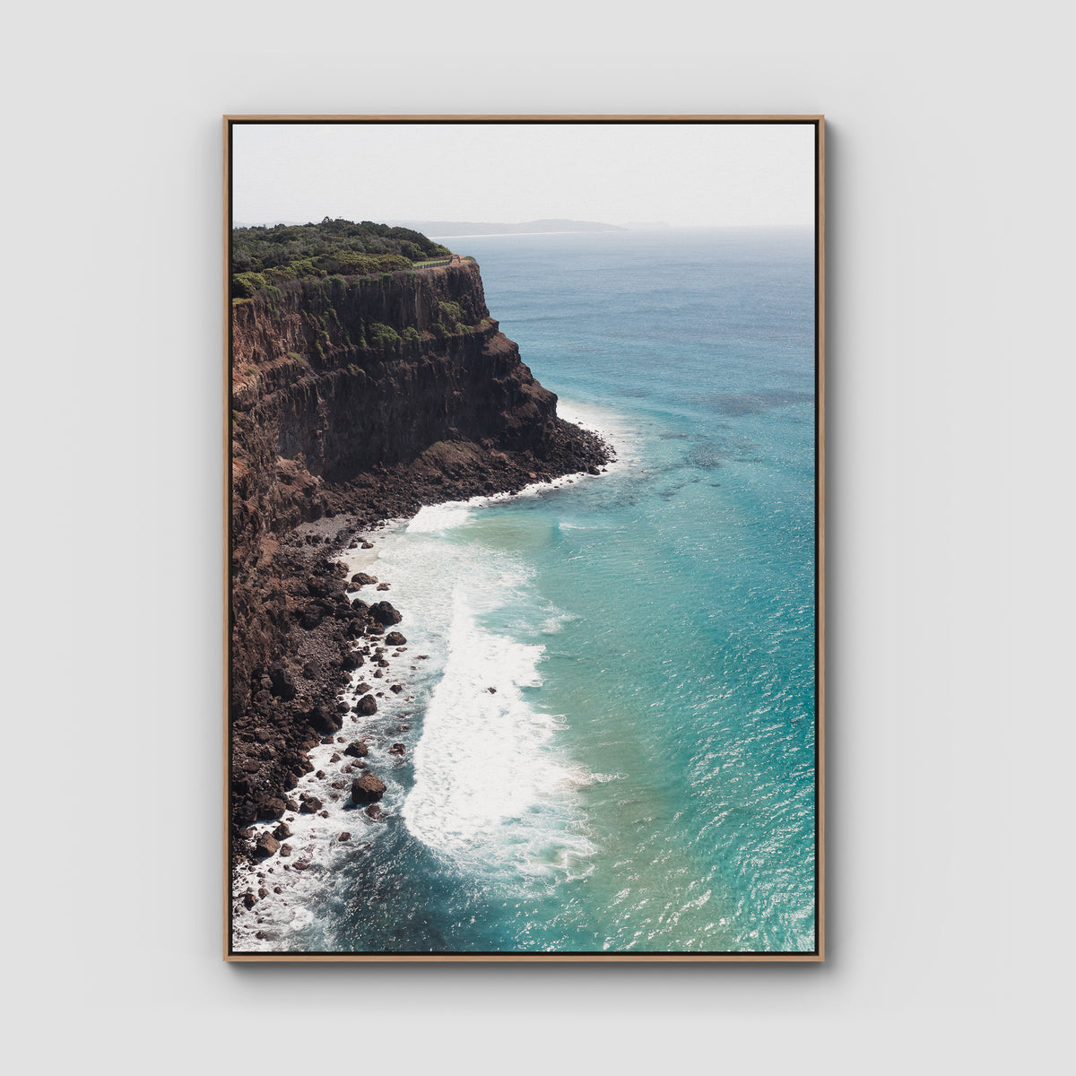 Edge of the Land - Lennox Head - Fine Art Print - Float Frame Canvas - Raw Oak - Portrait
