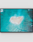 Love Heart Sand Bank - Mentawai - Art Print - Float Frame Canvas - Black - Landscape