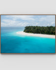 Island Blues - Mentawai - Art Print - Float Frame Canvas - Raw Oak - Landscape
