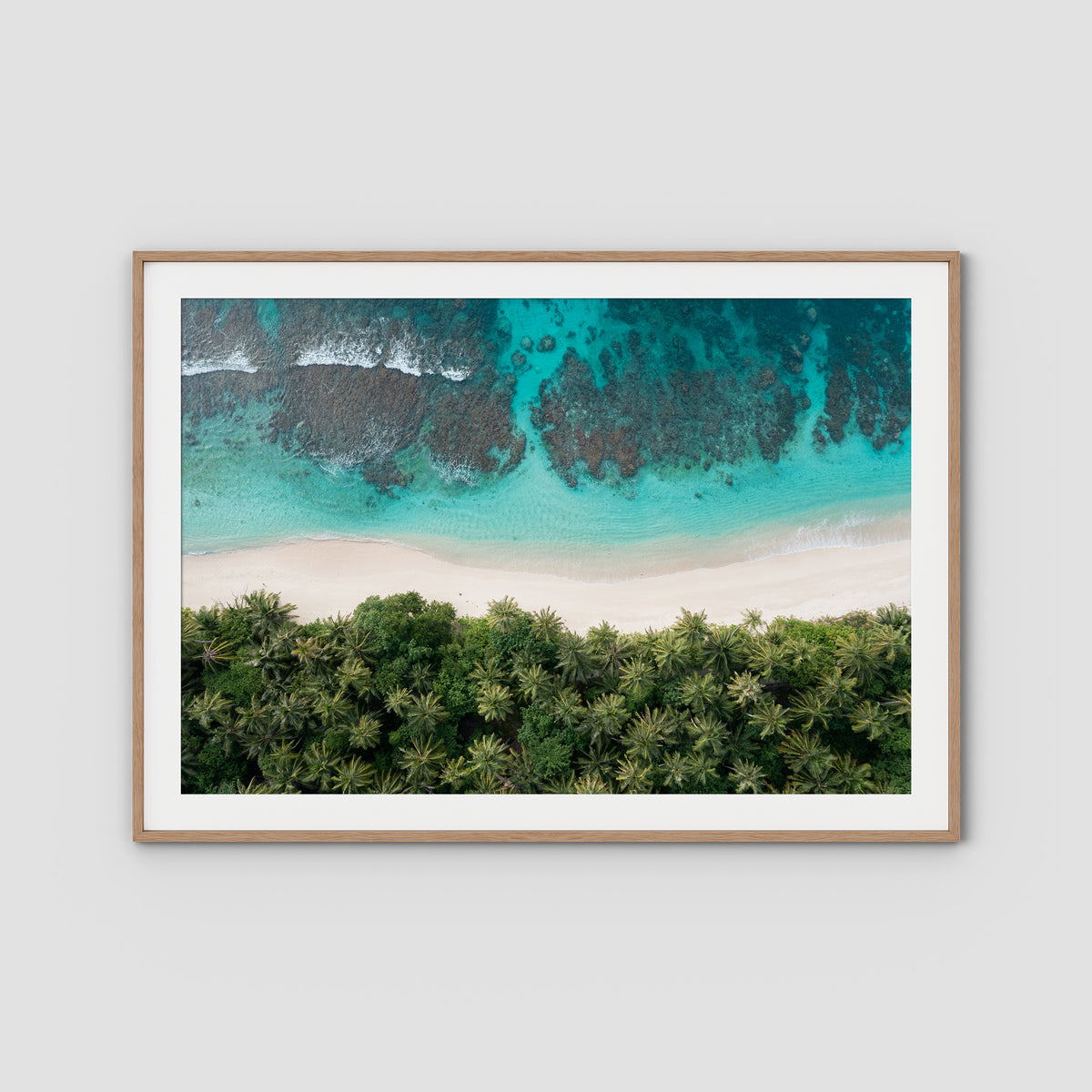 Island Symmetry - Mentawai - Art Print - Traditional Frame - Raw Oak - Landscape