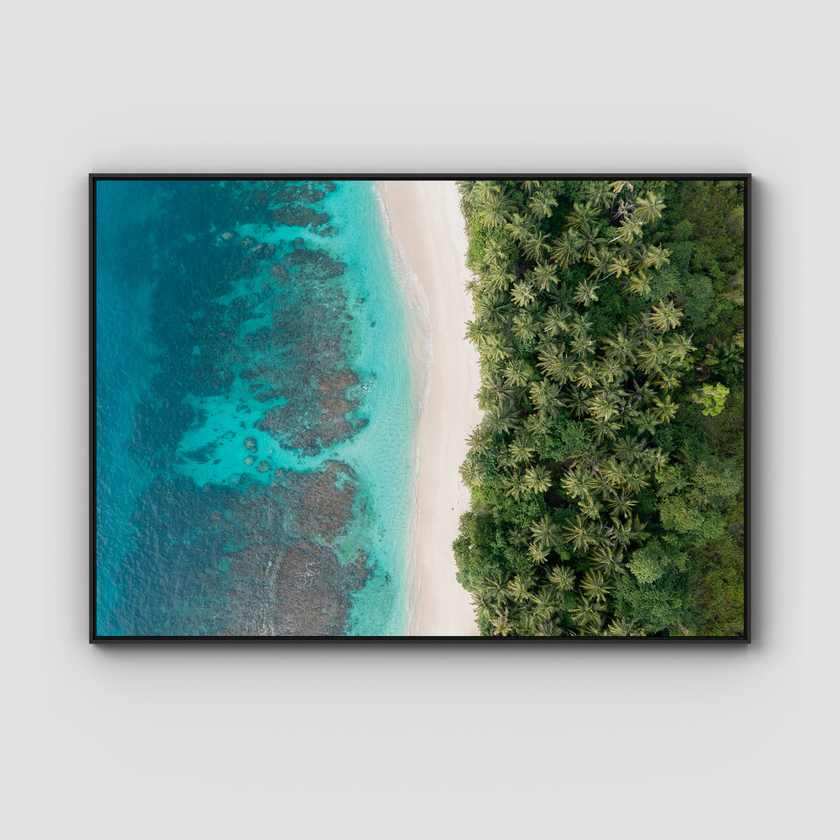 Island Symmetry ii - Mentawai - Art Print - Float Frame Canvas - Black - Landscape