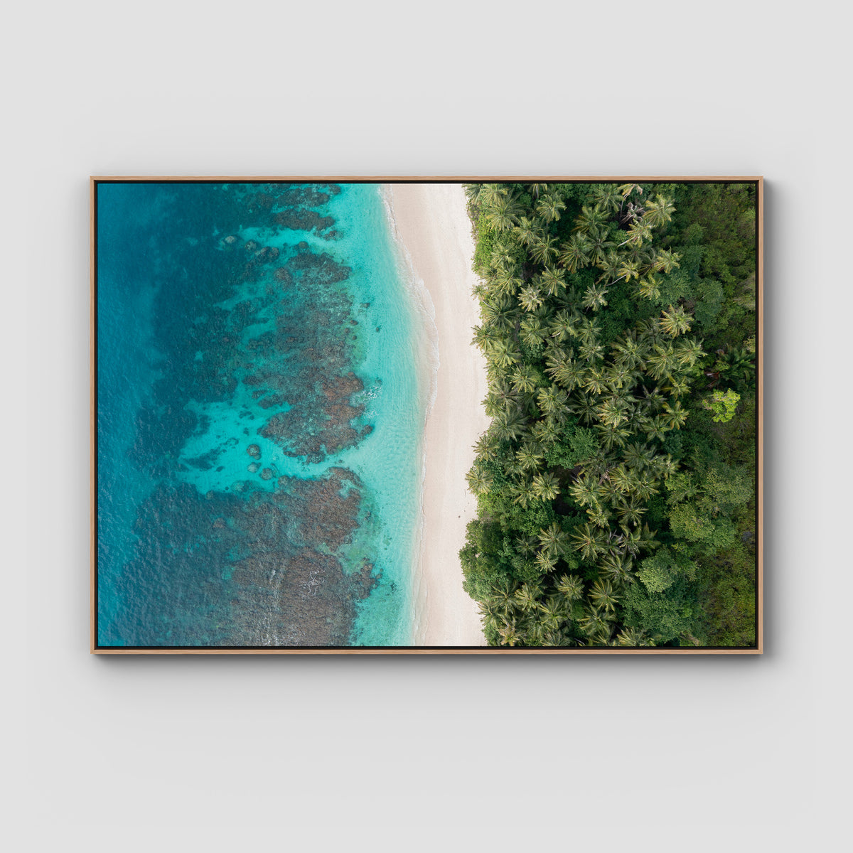 Island Symmetry ii - Mentawai - Art Print - Float Frame Canvas - Raw Oak - Landscape
