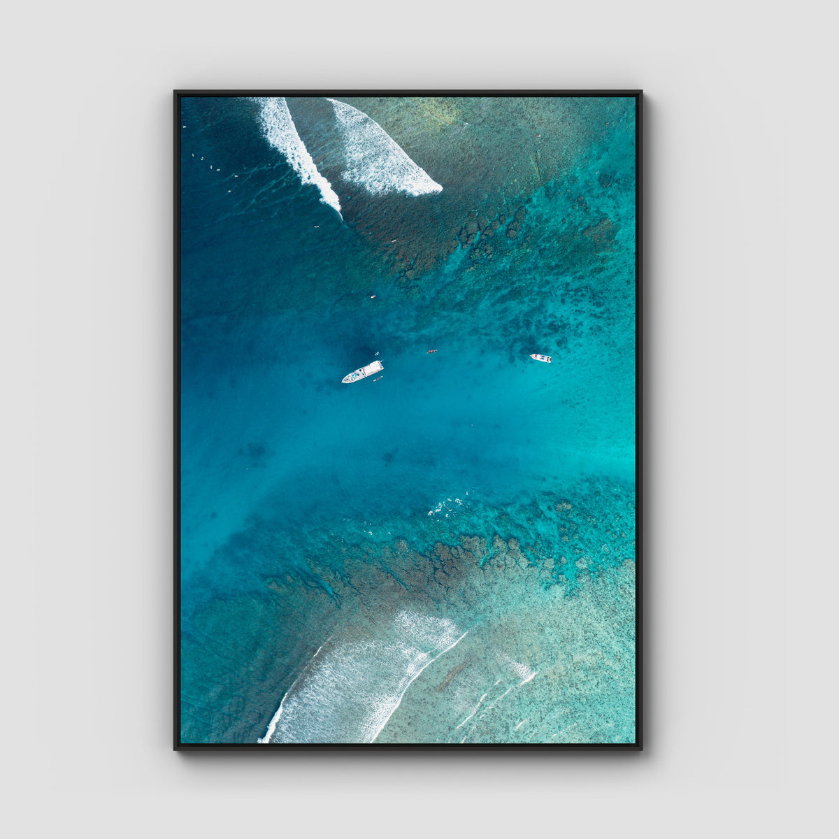 Hollow Trees Channel - Mentawai - Art Print - Float Frame Canvas - Black - Portrait