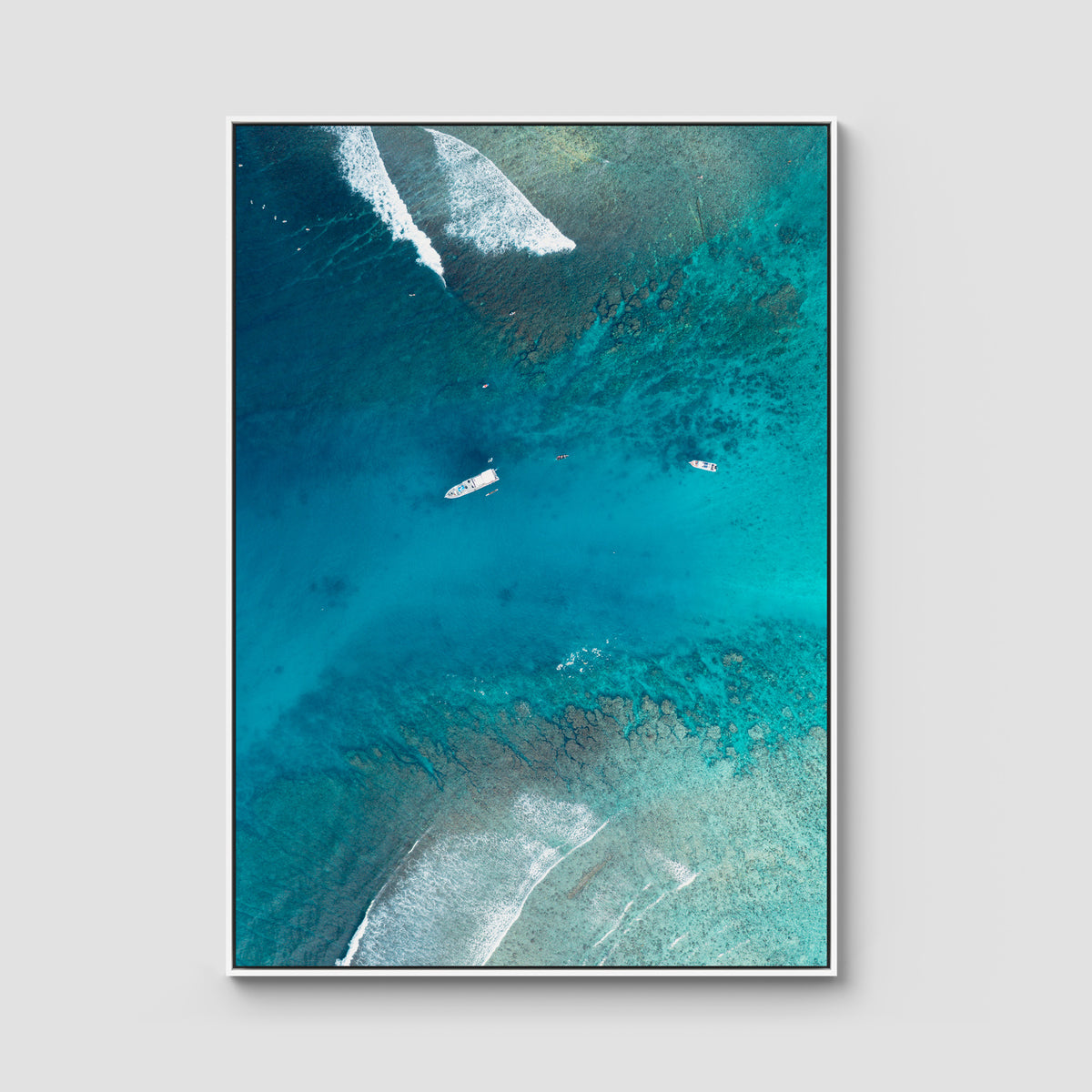 Hollow Trees Channel - Mentawai - Art Print - Float Frame Canvas - White - Portrait