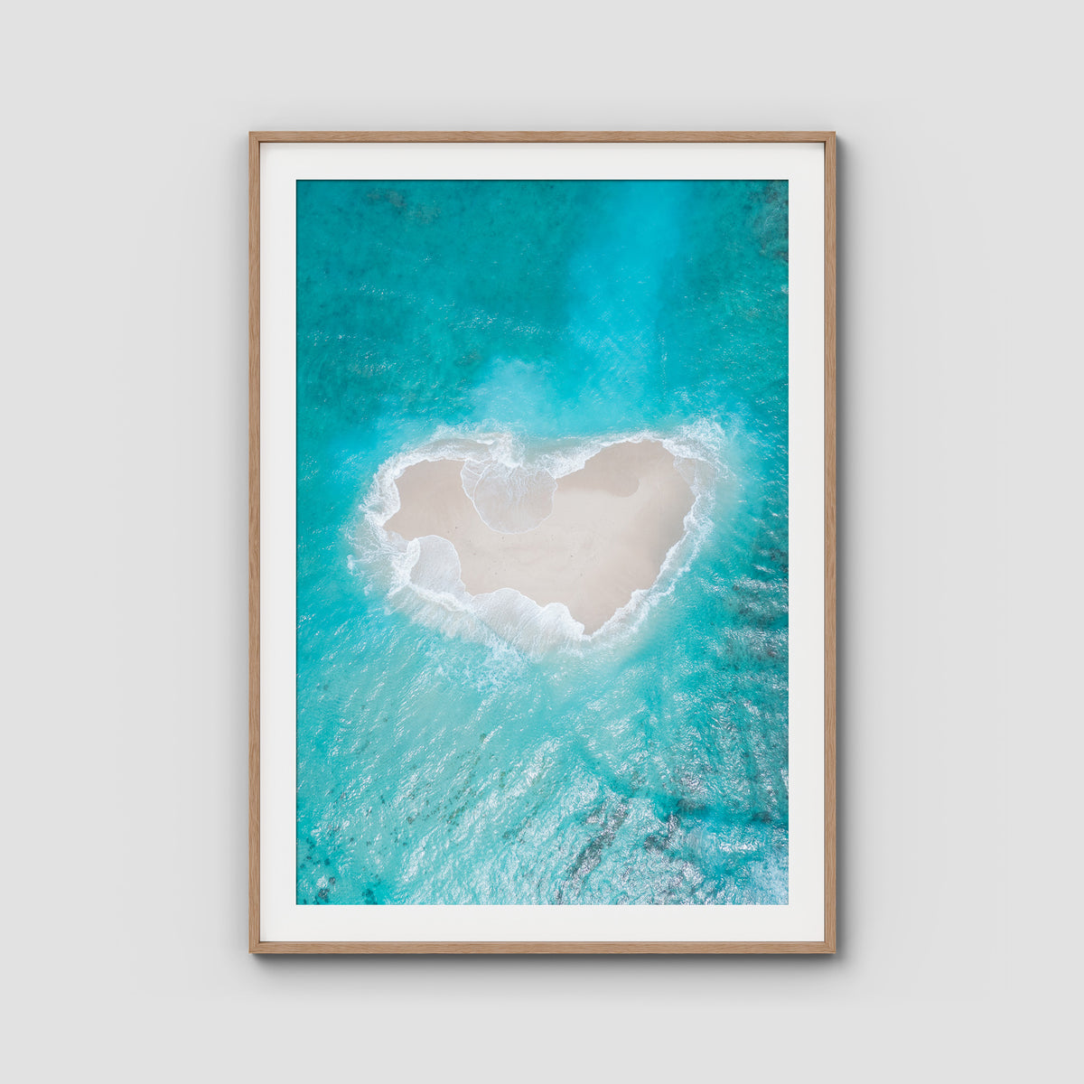 Love Heart Sand Bank - Mentawai - Art Print - Traditional Frame - Raw Oak - Portrait