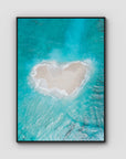 Love Heart Sand Bank - Mentawai - Art Print - Float Frame Canvas - Black - Portrait