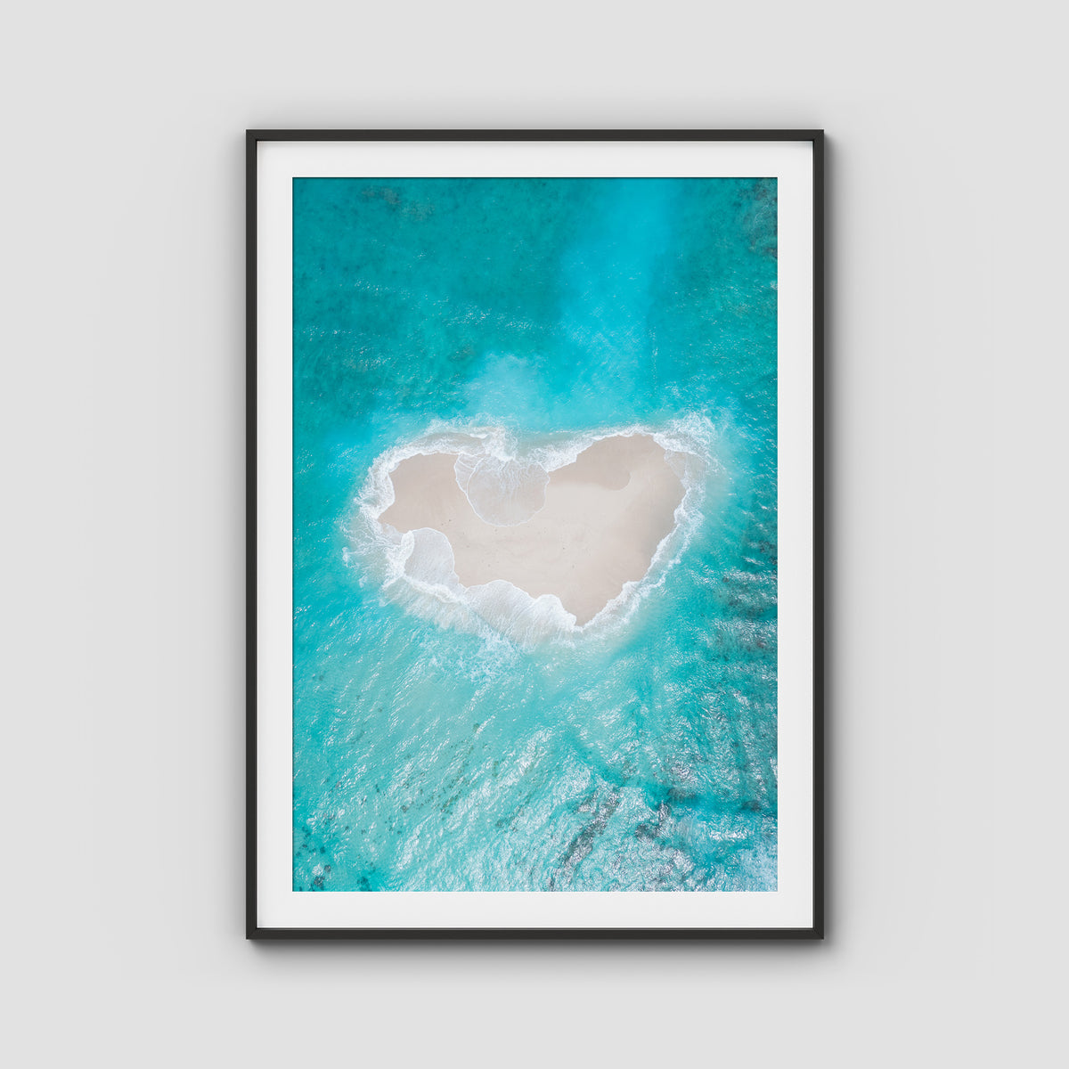 Love Heart Sand Bank - Mentawai - Art Print - Traditional Frame - Black - Portrait