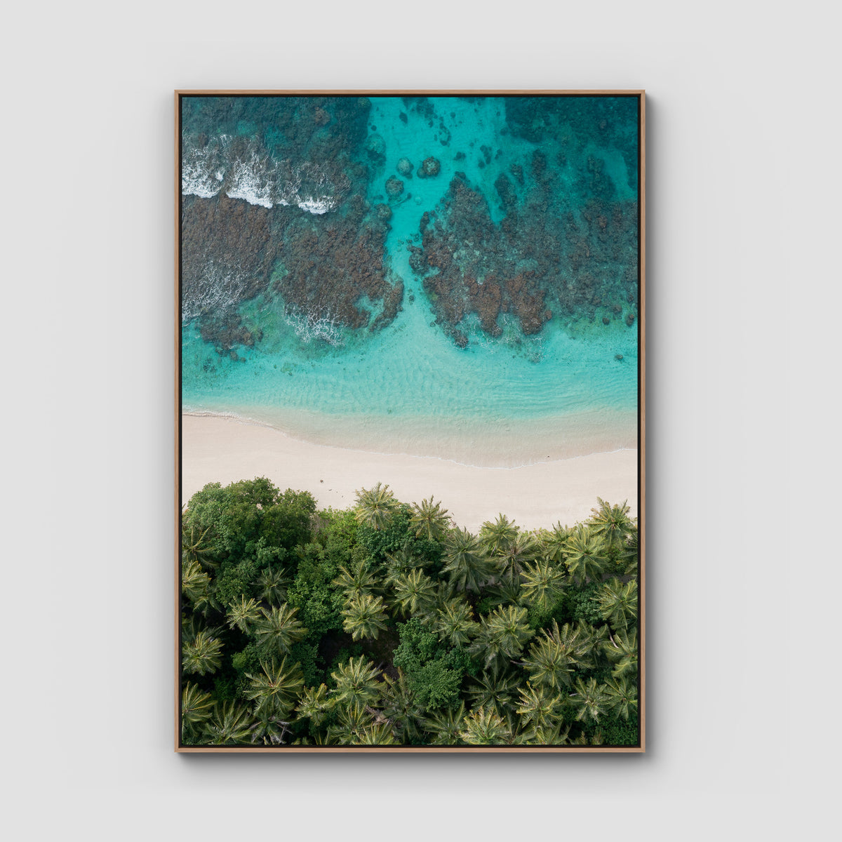 Island Symmetry - Mentawai - Art Print - Float Frame Canvas - Raw Oak - Portrait