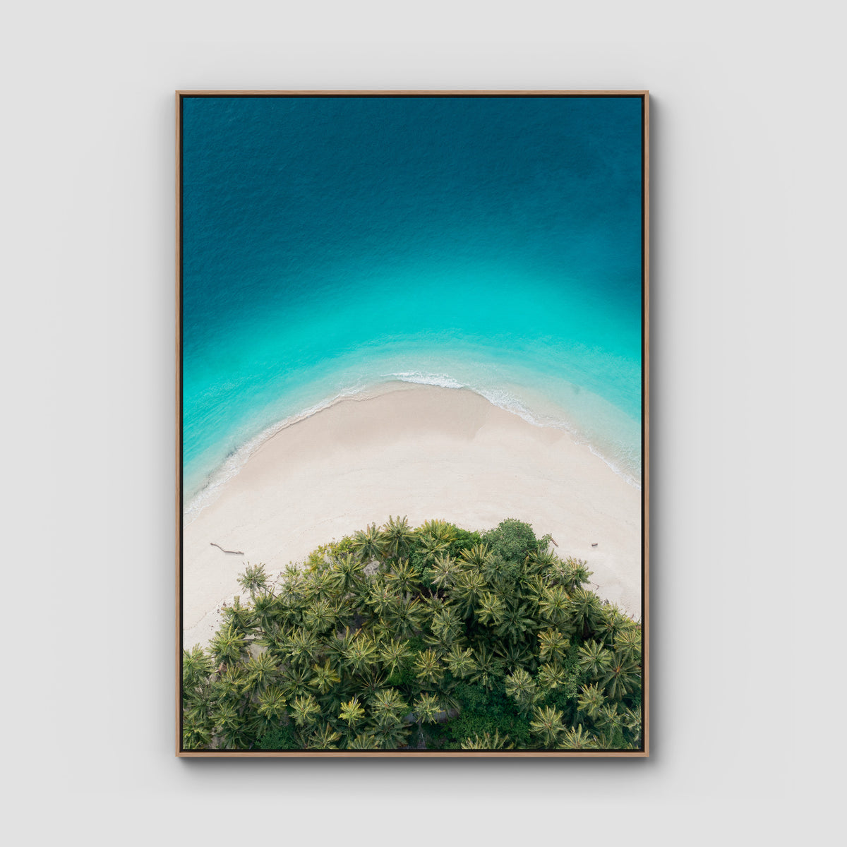 Island Symmetry iii - Mentawai - Art Print - Float Frame Canvas - Raw Oak - Portrait