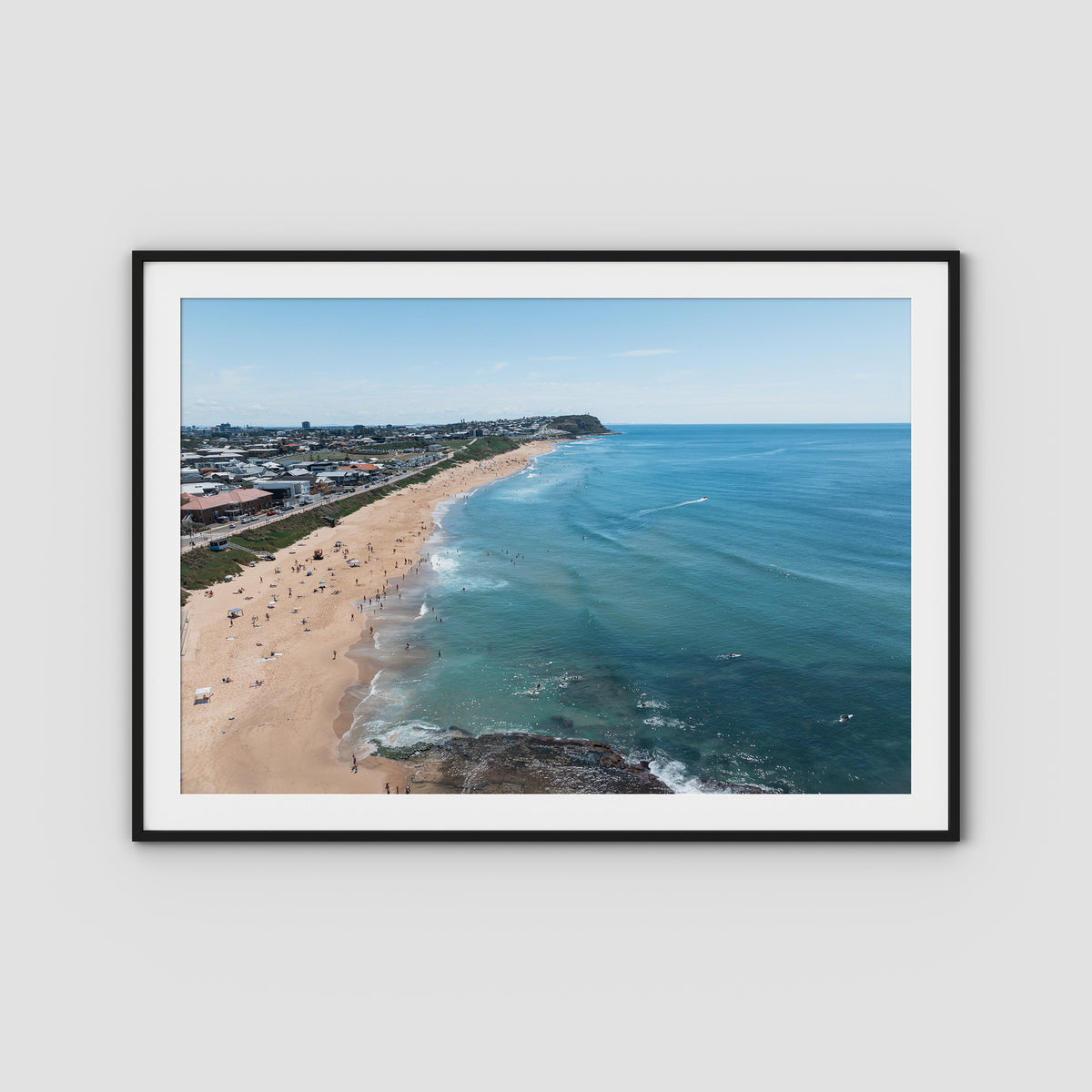 Merewether Lineup - Newcastle - Fine Art Print - Traditional Frame - Black - Landscape