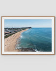 Merewether Lineup - Newcastle - Fine Art Print - Traditional Frame - Raw Oak - Landscape