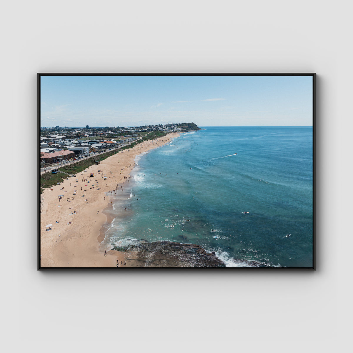 Merewether Lineup - Newcastle - Fine Art Print - Float Frame Canvas - Black - Landscape