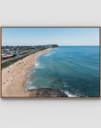 Merewether Lineup - Newcastle - Fine Art Print - Float Frame Canvas - Raw Oak - Landscape