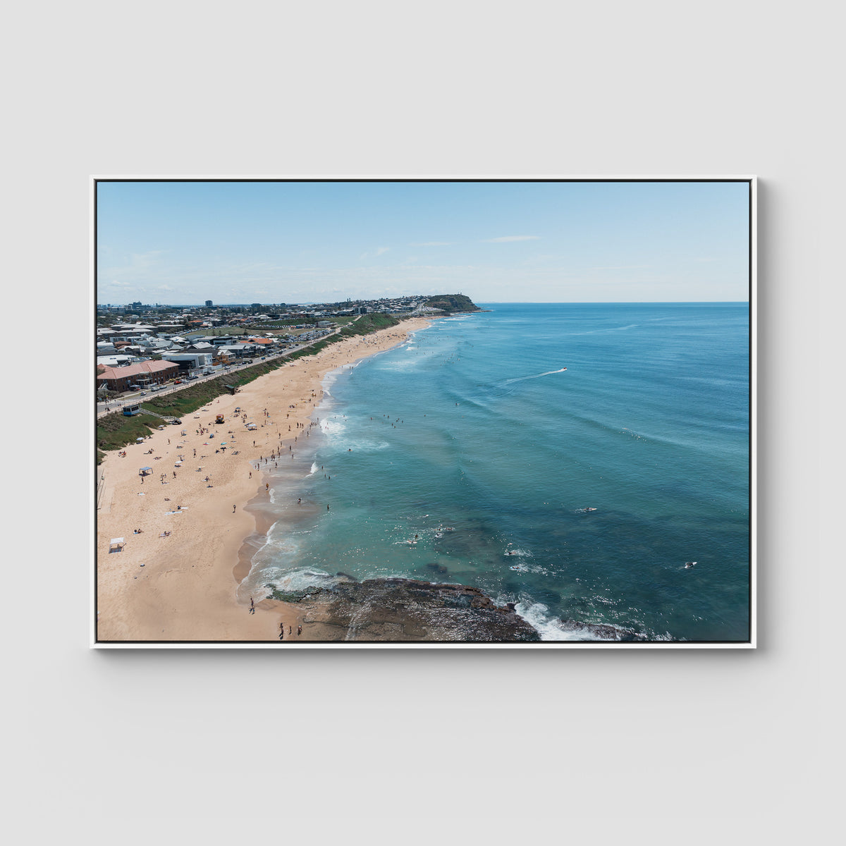 Merewether Lineup - Newcastle - Fine Art Print - Float Frame Canvas - White - Landscape