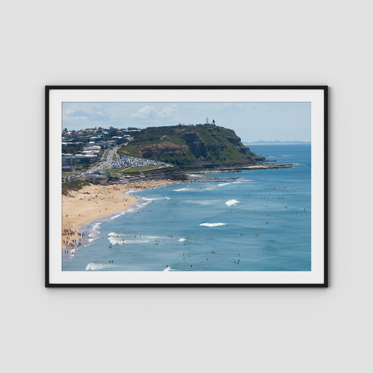 Looking North - Anzac Walk Clifftop - Fine Art Print - Traditional Frame - Black - Landscape