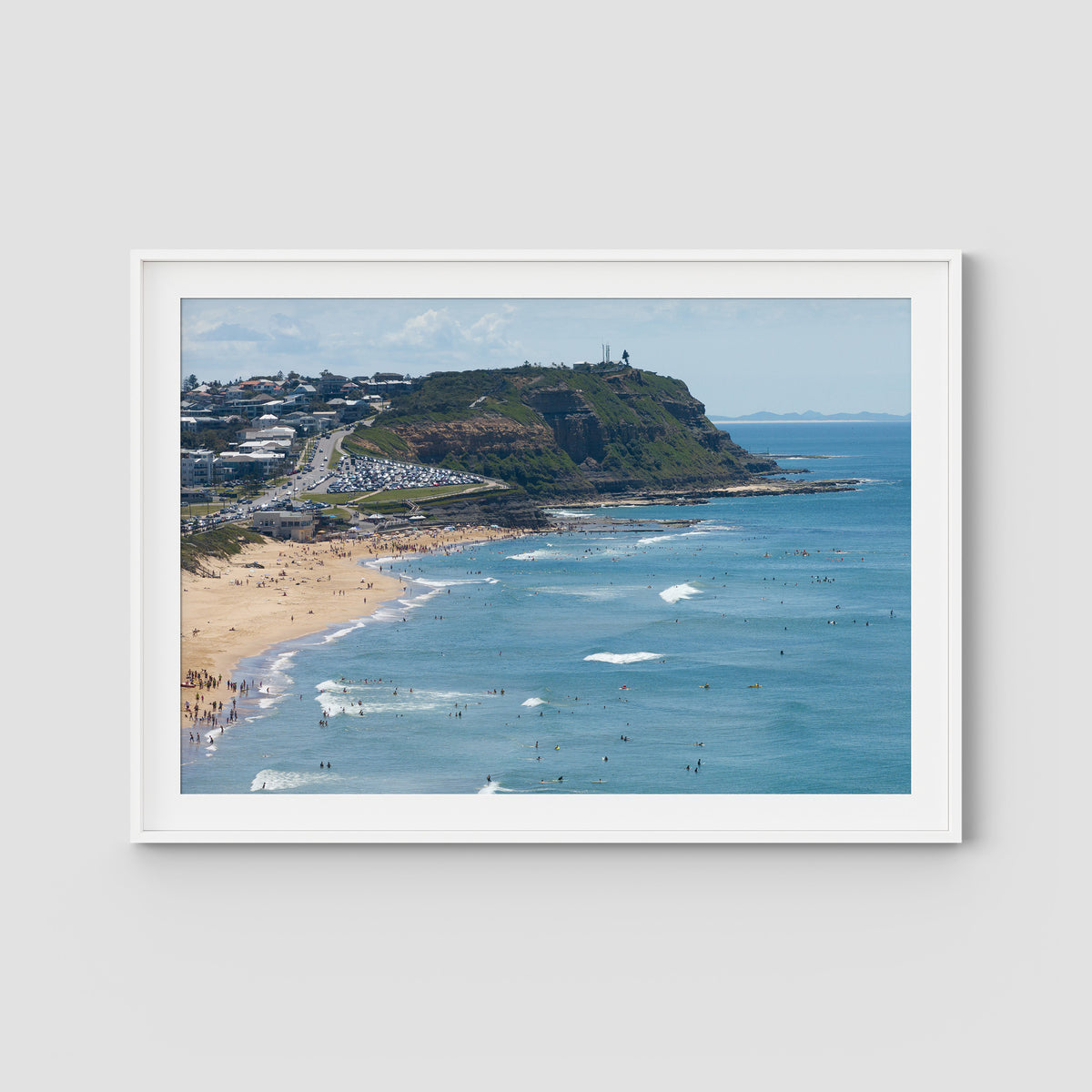 Looking North - Anzac Walk Clifftop - Fine Art Print - Traditional Frame - White - Landscape