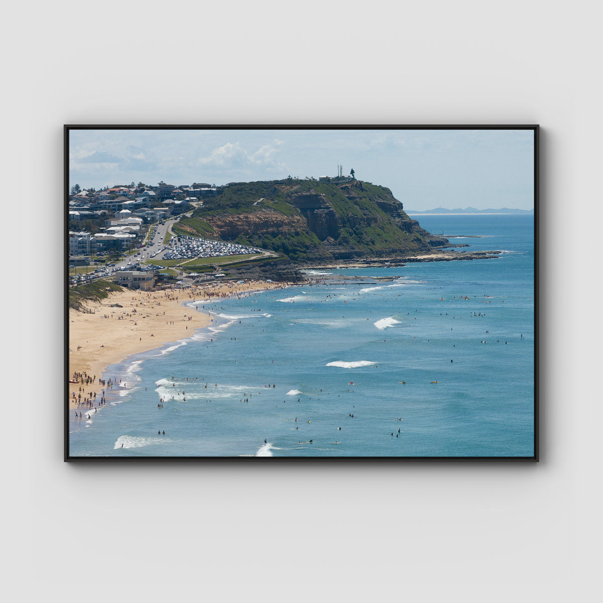 Looking North - Anzac Walk Clifftop - Fine Art Print - Float Frame Canvas - Black - Landscape