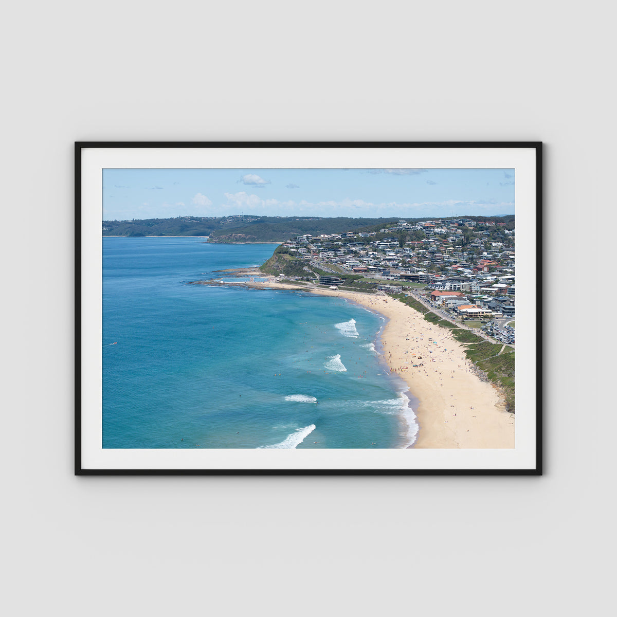 Newcastle Curve - Merewether - Fine Art Print - Traditional Frame - Black - Landscape