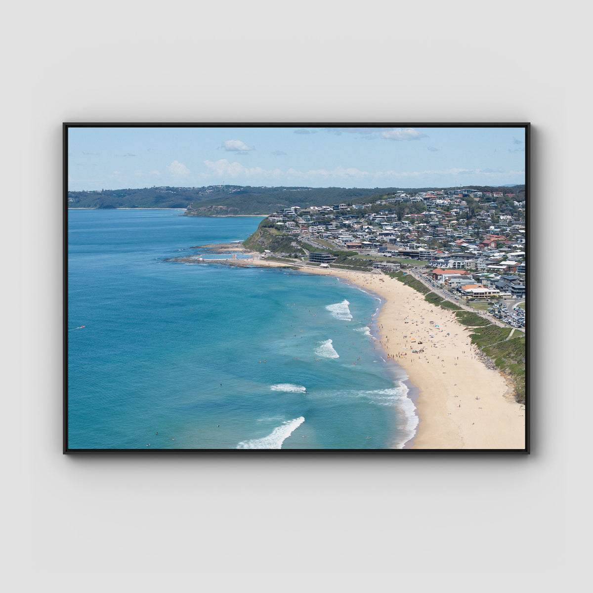Newcastle Curve - Merewether - Fine Art Print - Float Frame Canvas - Black - Landscape