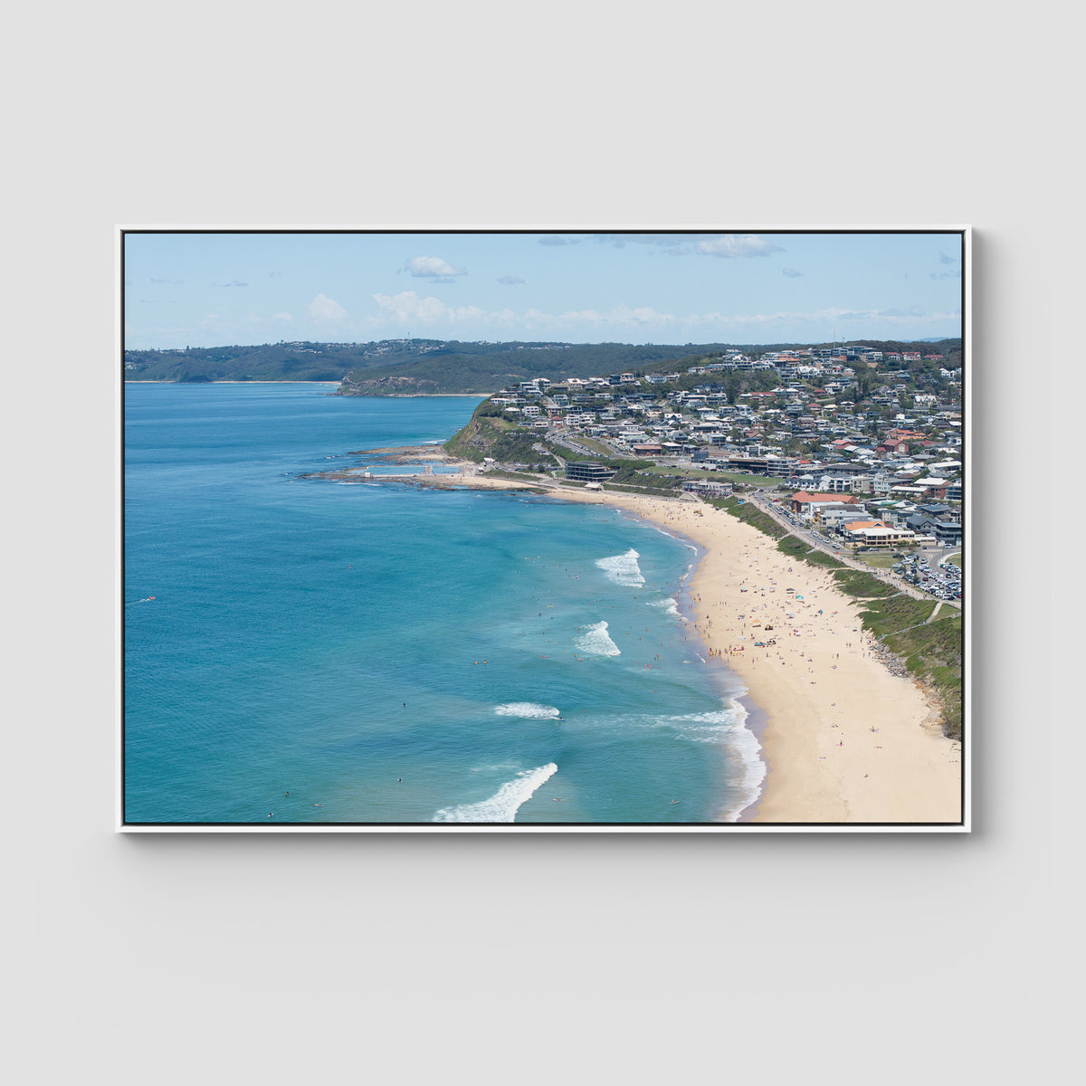 Newcastle Curve - Merewether - Fine Art Print - Float Frame Canvas - White - Landscape