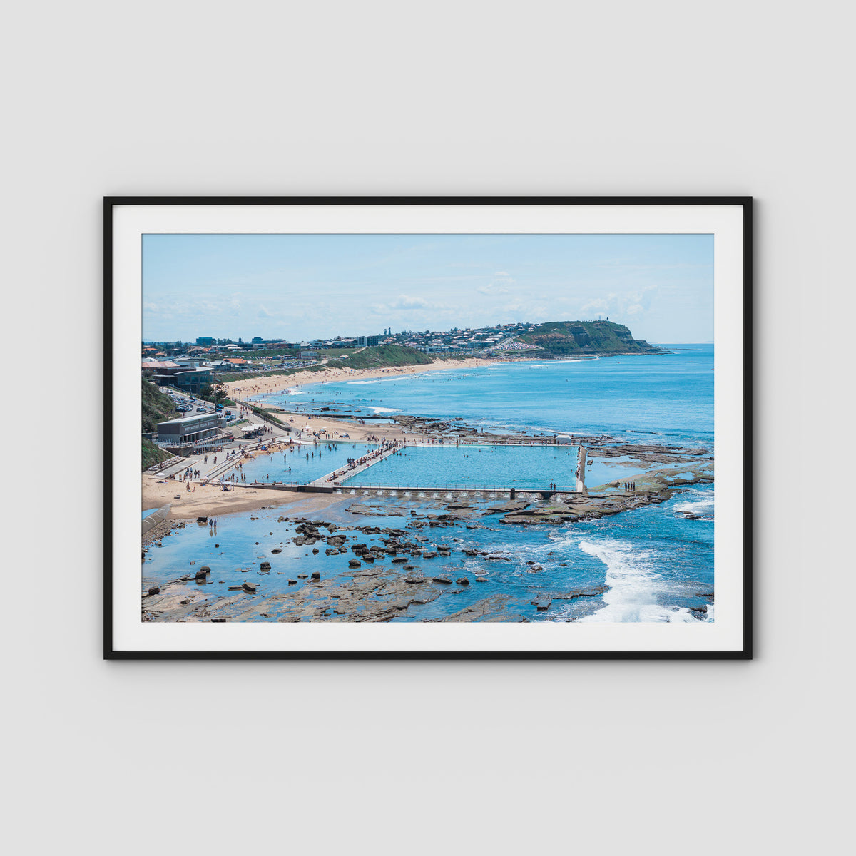 Merewether Oecan Baths - Fine Art Print - Traditional Frame - Black - Landscape