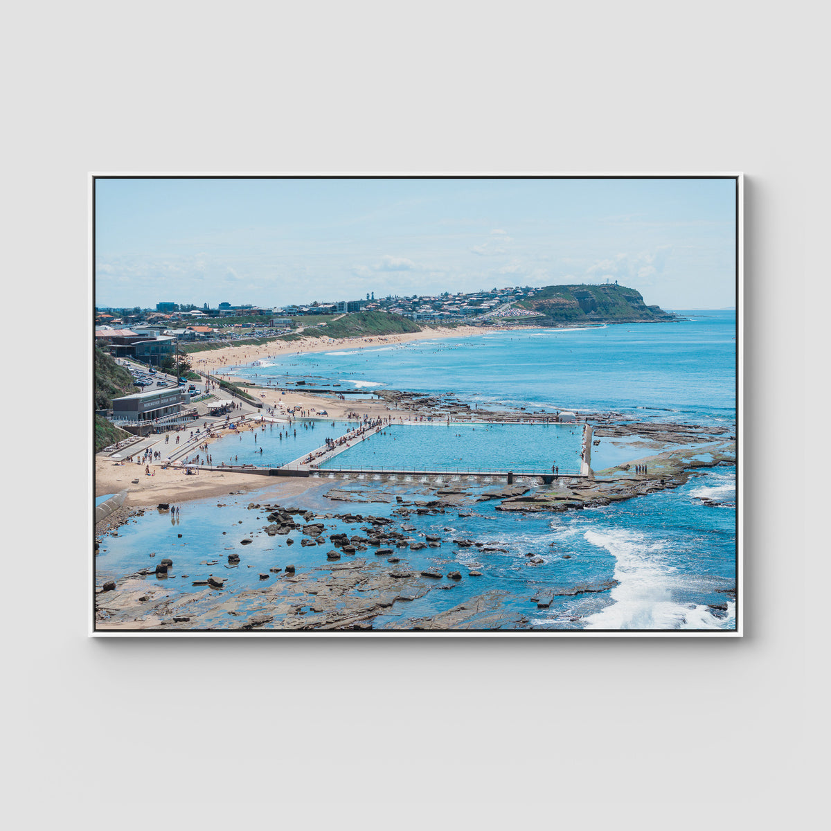 Merewether Oecan Baths - Fine Art Print - Float Frame Canvas - White - Landscape