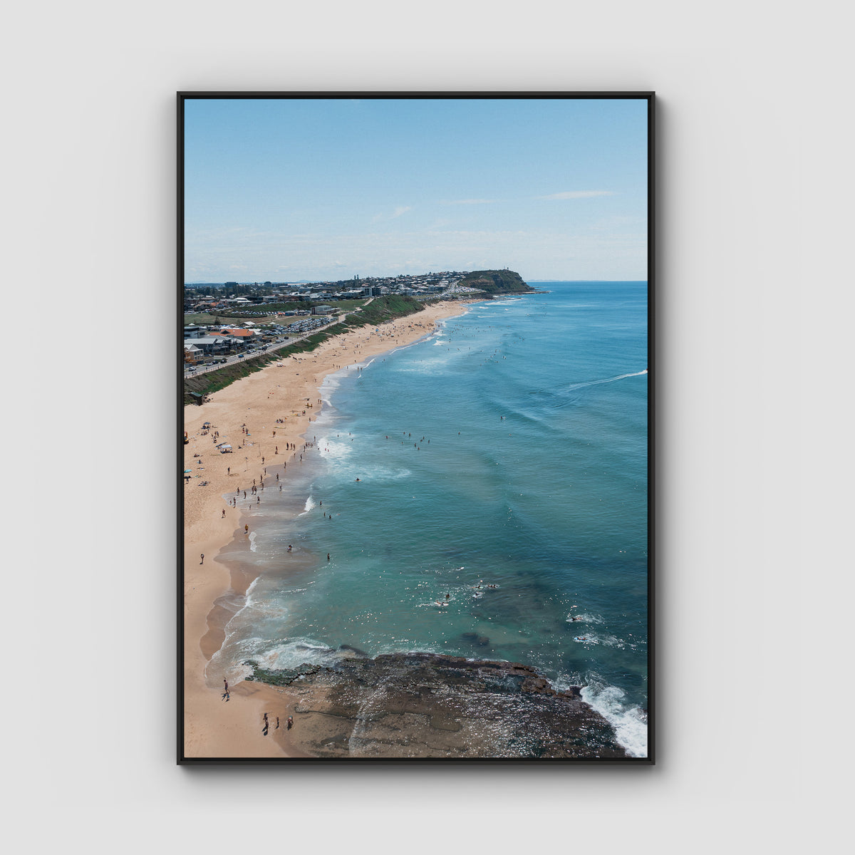 Merewether Lineup - Newcastle - Fine Art Print - Float Frame Canvas - Black - Portrait