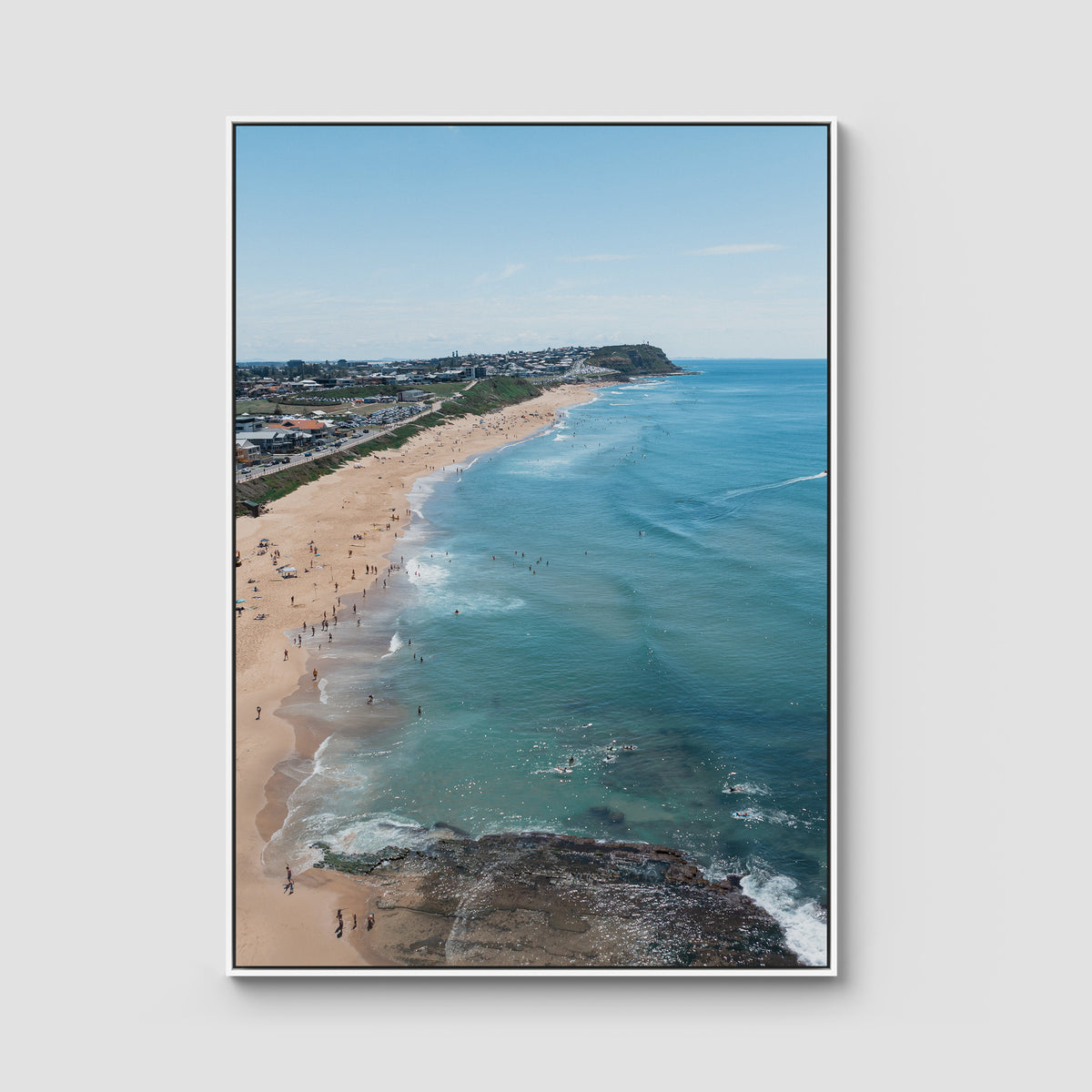 Merewether Lineup - Newcastle - Fine Art Print - Float Frame Canvas - White - Portrait
