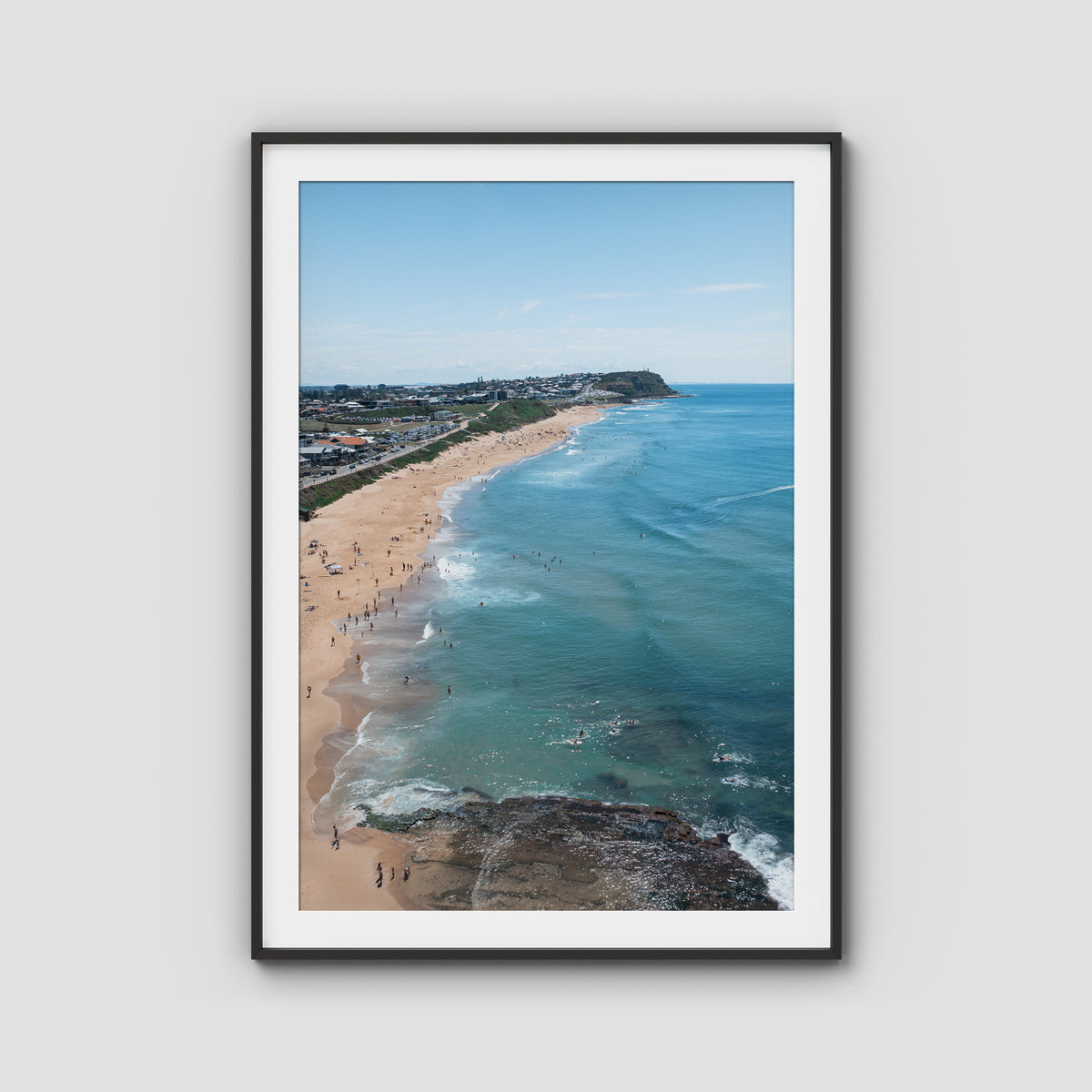 Merewether Lineup - Newcastle - Fine Art Print - Traditional Frame - Black - Portrait