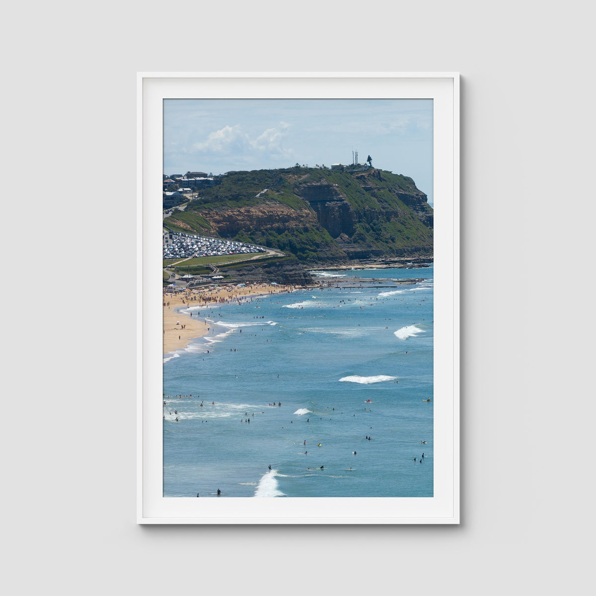 Looking North - Anzac Walk Clifftop - Fine Art Print - Traditional Frame - White - Portrait