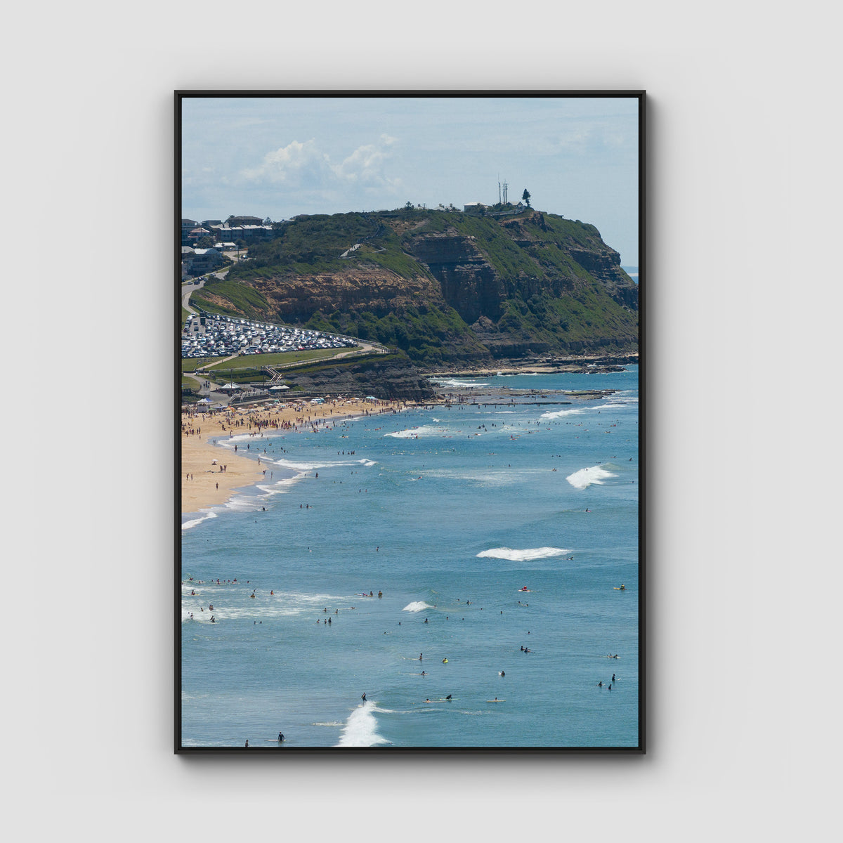 Looking North - Anzac Walk Clifftop - Fine Art Print - Float Frame Canvas - Black - Portrait