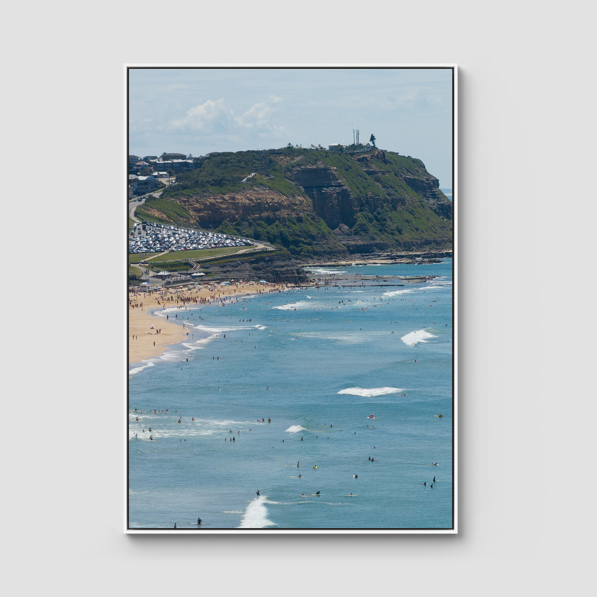 Looking North - Anzac Walk Clifftop - Fine Art Print - Float Frame Canvas - White - Portrait