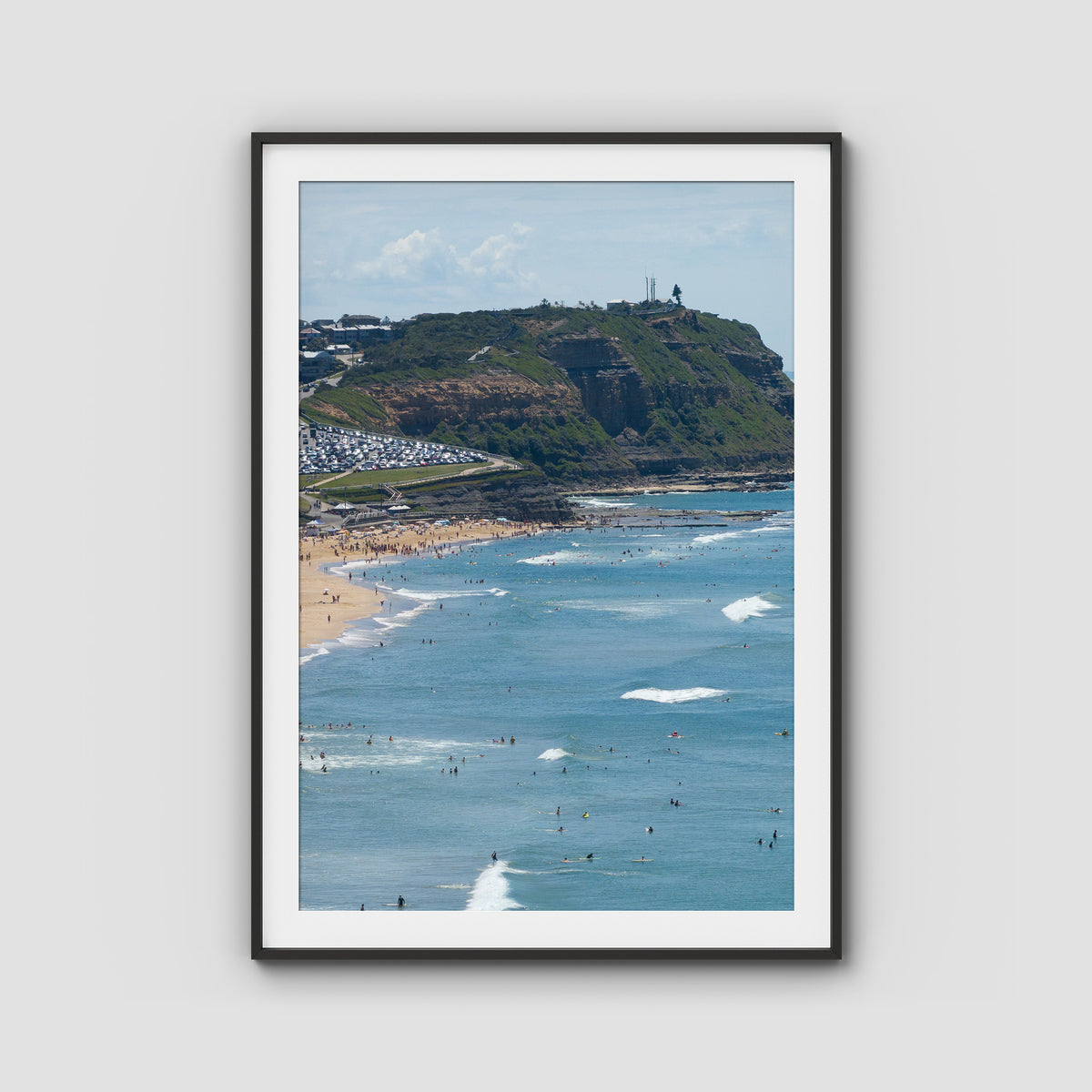 Looking North - Anzac Walk Clifftop - Fine Art Print - Traditional Frame - Black - Portrait
