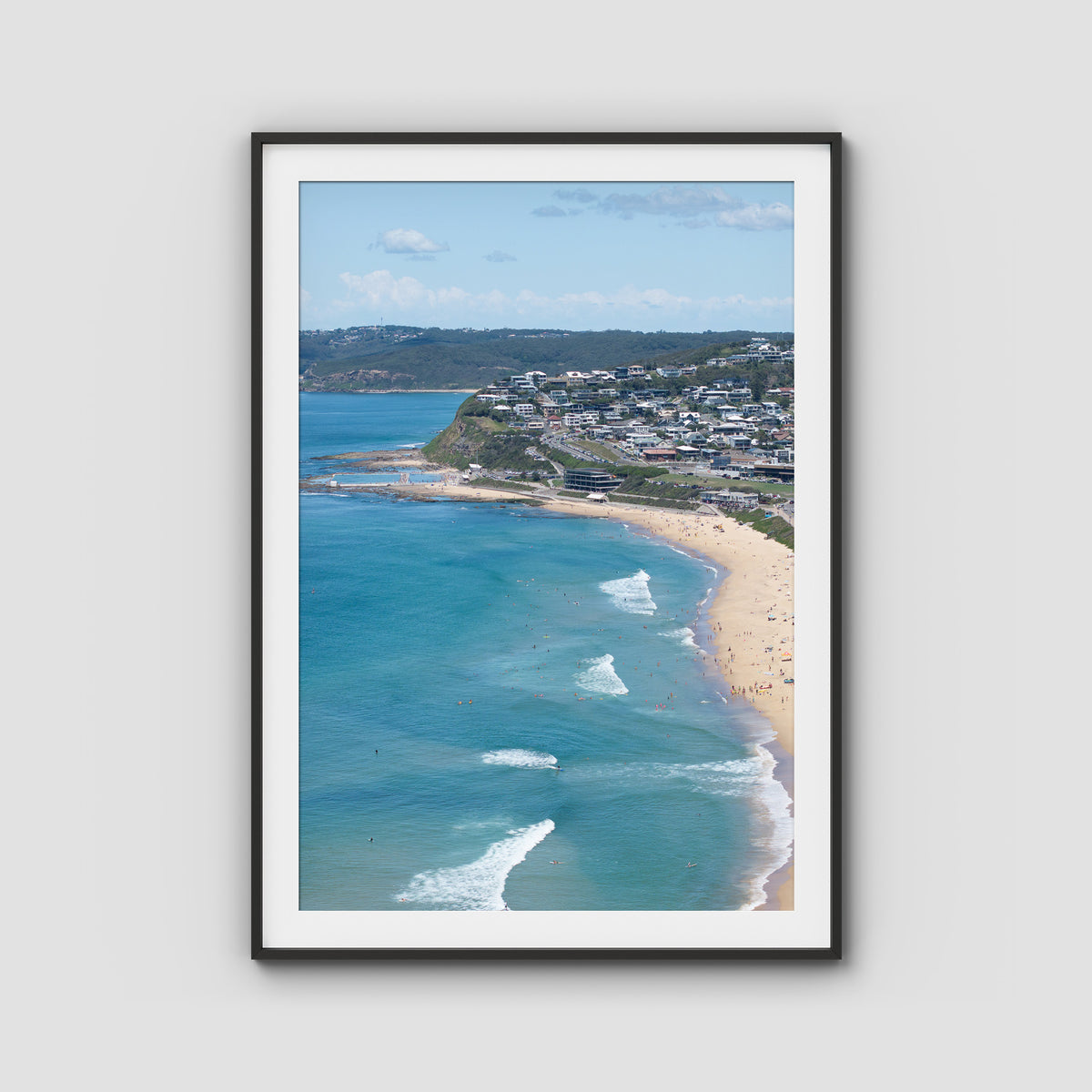 Newcastle Curve - Merewether - Fine Art Print - Traditional Frame - Black - Portrait
