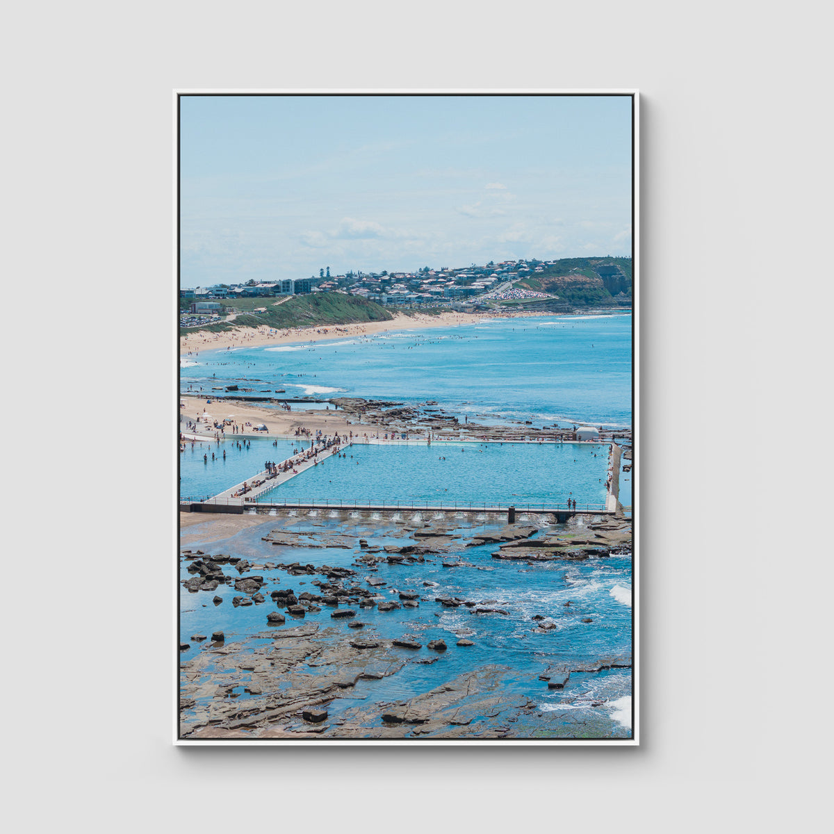 Merewether Oecan Baths - Fine Art Print - Float Frame Canvas - White - Portrait