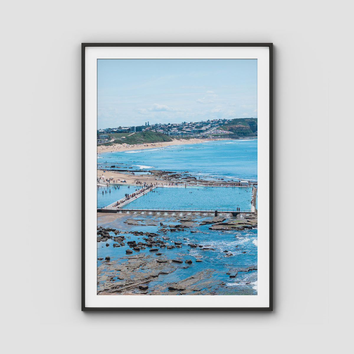 Merewether Oecan Baths - Fine Art Print - Traditional Frame - Black - Portrait