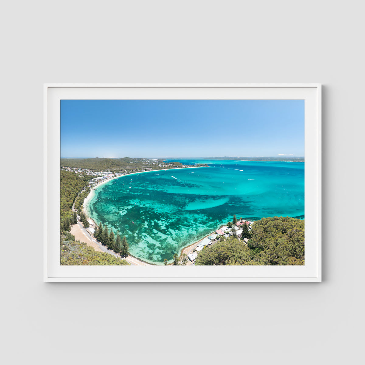 Shoal Bay - Port Stephens - Art Print - Traditional Frame - White - Landscape