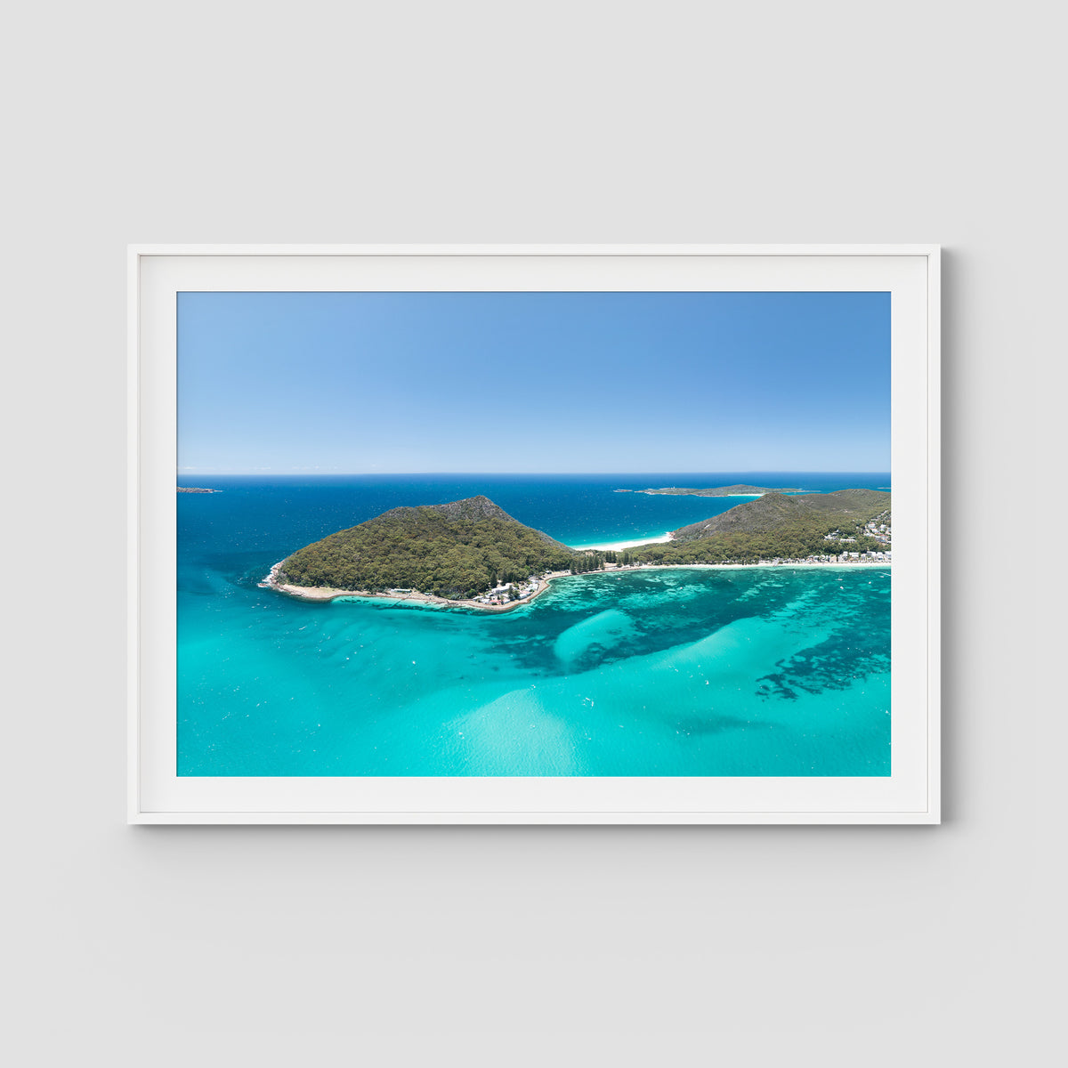 Tomaree Tones - Port Stephens - Art Print - Traditional Frame - White - Landscape