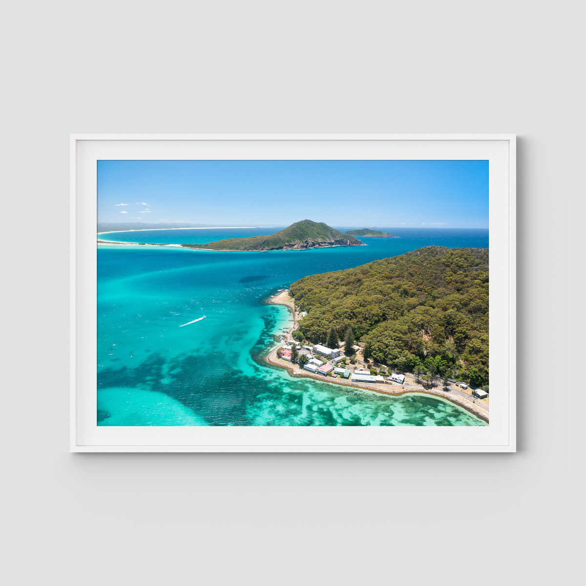 Tomaree ii - Port Stephens - Art Print - Traditional Frame - White - Landscape