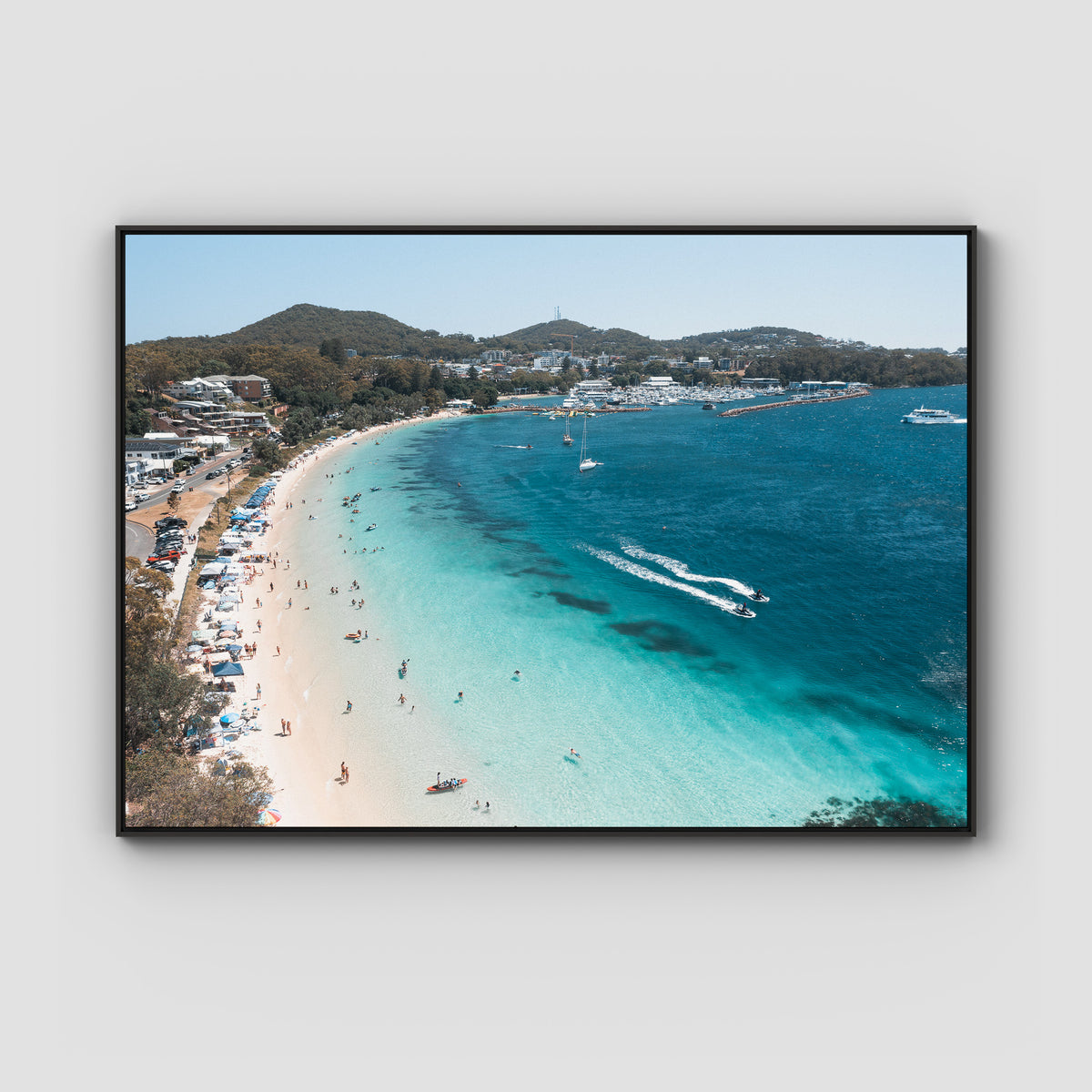 Nelson Bay Summer - Port Stephens - Art Print - Float Frame Canvas - Black - Landscape