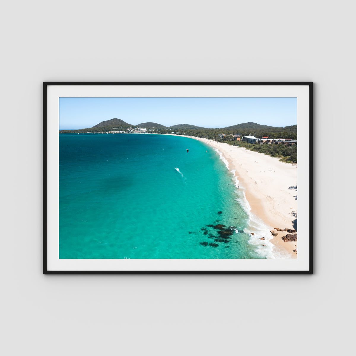 Shoal Bay Beach - Port Stephens - Art Print - Traditional Frame - Black - Landscape