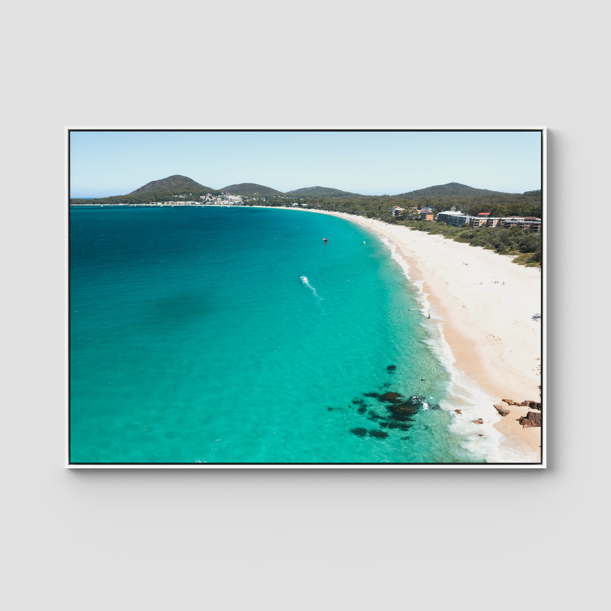 Shoal Bay Beach - Port Stephens - Art Print - Float Frame Canvas - White - Landscape