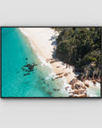 Shoal Bay Beach Corner - Port Stephens - Art Print - Float Frame Canvas - Black - Landscape