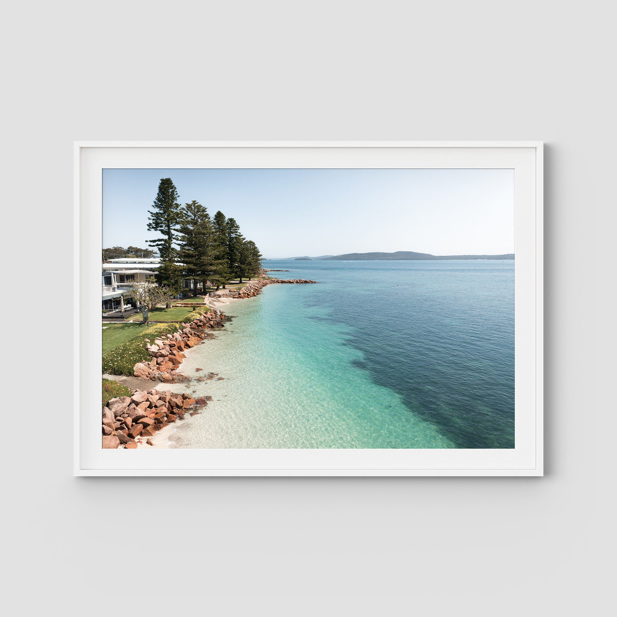 Corlette Mornings - Port Stephens - Art Print - Traditional Frame - White - Landscape