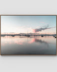 Corlette Boats Sunset - Port Stephens - Art Print - Float Frame Canvas - Raw Oak - Landscape