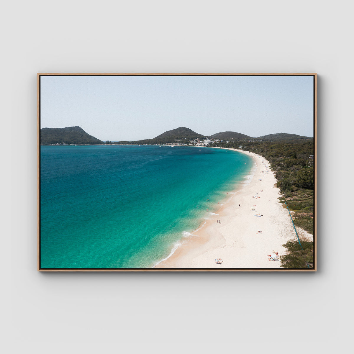 Shoal Bay Beach ii - Port Stephens - Art Print - Float Frame Canvas - Raw Oak - Landscape