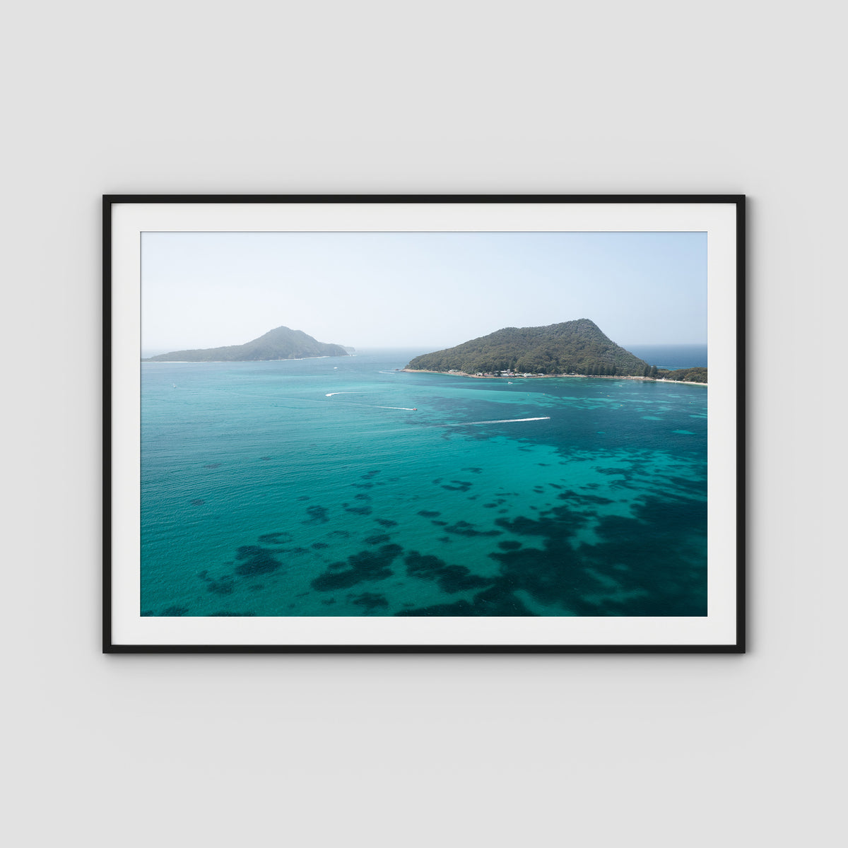 Shoal Bay Blues - Port Stephens - Art Print - Traditional Frame - Black - Landscape
